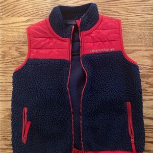Vineyard Vines Kids Navy and Red Fleece Vest